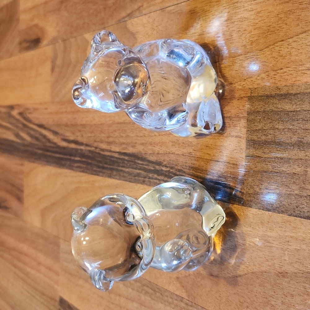 Fenton & Princess House Clear Crystal Bears Paperweight Collectibles